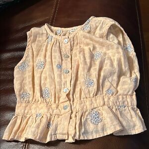 Charming Peach Kids Blouse with Floral Embroidery